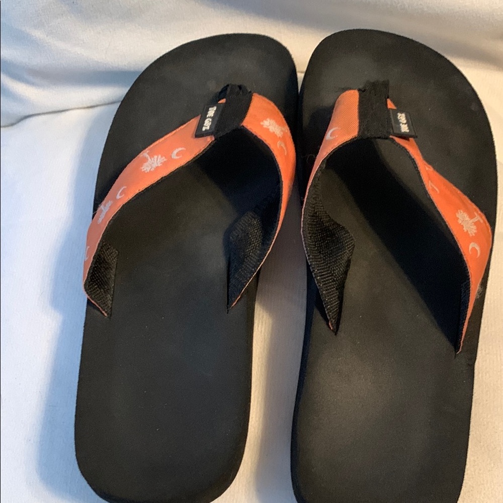 Bold Orange and Black Flip-Flop Sandals